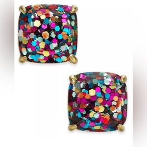 Kate Spade Glitter Crystal Square Stud Earrings